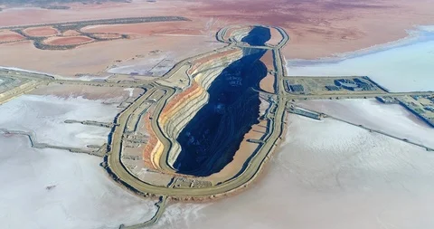 Drone over mining pit, Australia Stock Footage 113602338
