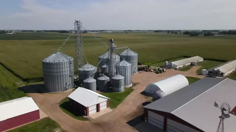 Drone over Minnesota Family Farm Stock Footage