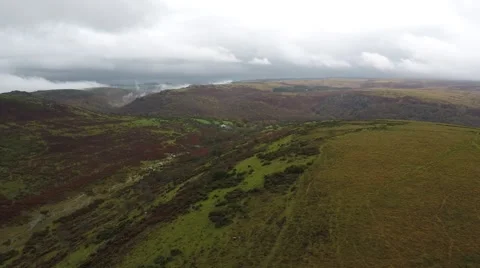 Drone over moors with landing Vídeo Stock 62403474