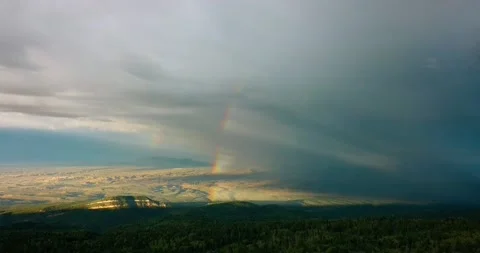 Drone Over Mountain with Rainbow 4K Video stock 234453123