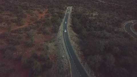 Drone over Mountain Road at Twilight Stock Footage 234208913