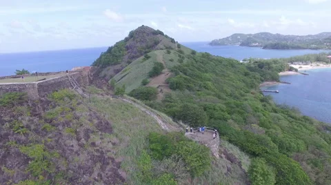Drone over mountain top - St  Lucia Stock Footage 61858573