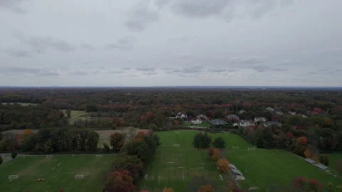 Drone over multiple soccer fields Stock Footage 170314014