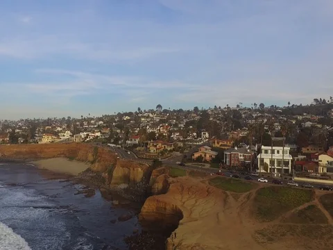 Drone over Ocean Beach Stock Footage 72574196