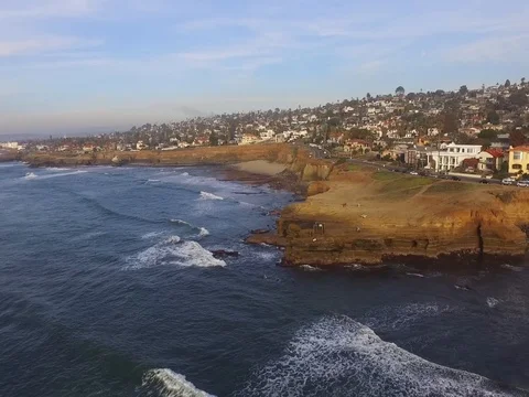 Drone over Ocean Beach Stock Footage 72574198