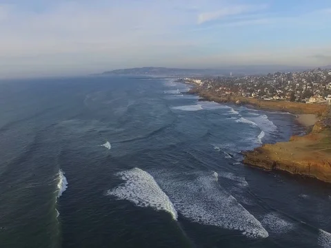 Drone over Ocean Beach Stock Footage 72574231