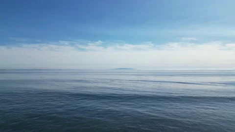 Drone over ocean flight from Malibu toward Catalina Island. Stock Footage 223757726