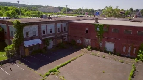 DRONE Over Old Defunct Factory Stock Footage 76851293