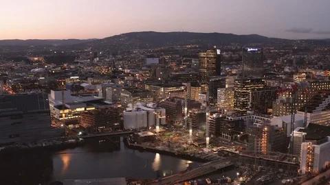 Drone Over Oslo (4K) Stock Footage 128066437