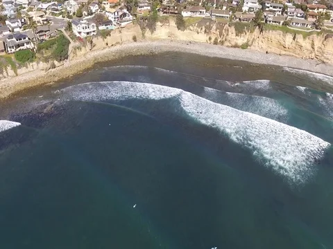 Drone over Pacific Beach Stock Footage 72574367