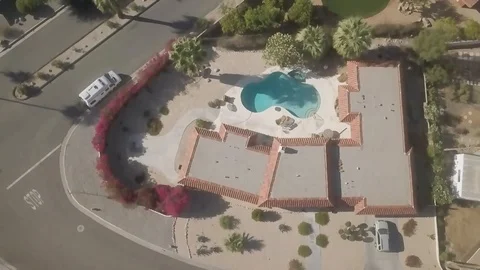 Drone over Palm Desert, CA neighborhood Stock Footage 91674681