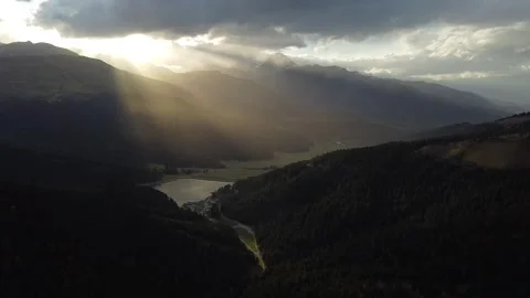 Drone over pine forests and mountains, France Stock Footage 331709557