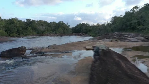 Drone over a river in the Atlantic Forest Stock Footage 127557014