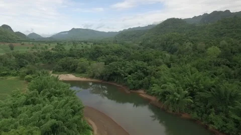 Drone over River Kwai Part 2 Stock Footage 66681871