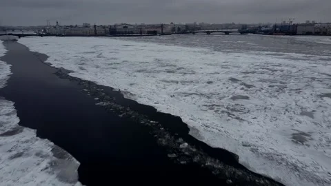 Drone over river Neva Saint Petersburg Video stock 145981166