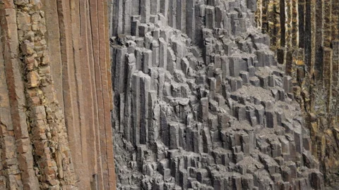 Drone Over Rock Formations Close To Dettifoss Stock Footage 213884962