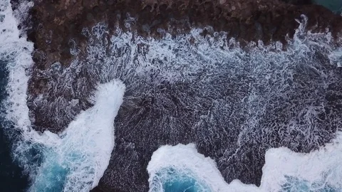 Drone over rocky coastline Stock Footage 100995255