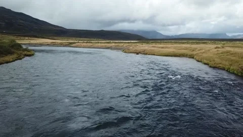 Drone over a running river Stock Footage 154653595