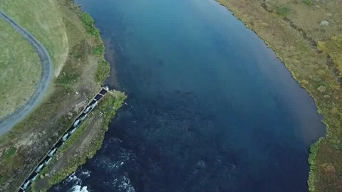 Drone over a running river Stock Footage 154653669