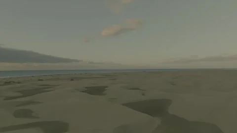 Drone Over Sand Dunes with Ocean in the Distance – Gran Canaria Stock Footage 309951239
