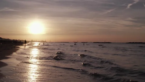 Drone over sea at sunset Video stock 198319060