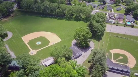 DRONE Over Small Town with Baseball Fields Video stock 76807192