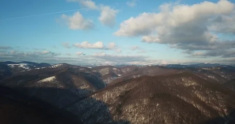 Drone over snow-capped mountains Stock Footage 125038002