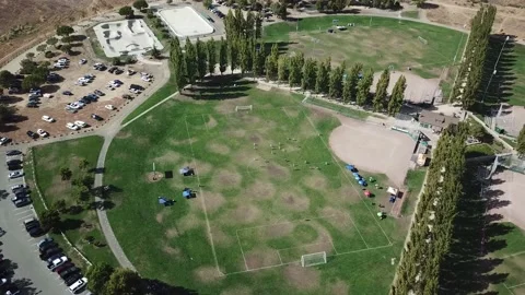 Drone Over Soccer Game At  Active Park (3 of 3) Stockbeeldmateriaal 166319466