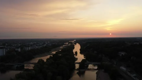 Drone over Tours at sunset Stock-Footage 323853714