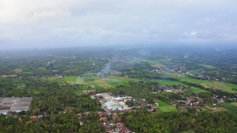 Drone Over Town And Fields In Java Stock-Footage 146105133
