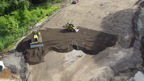 Drone Over Tractors Stock Footage 201964859