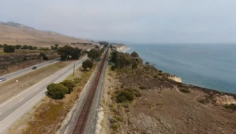 Drone Over Train tracks Stock Footage 239516719