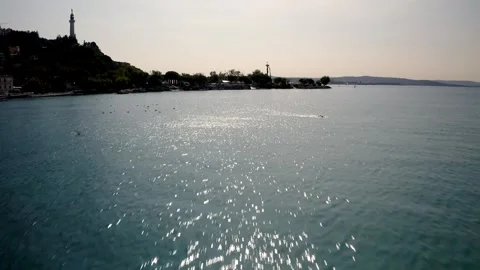 Drone over Trieste at dusk during Barcolana regatta Stock Footage 262254675