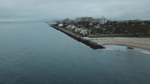 Drone over urban beech Stock-Footage 96343983