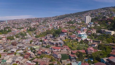 Drone over Valparaiso, Chile Stock Footage