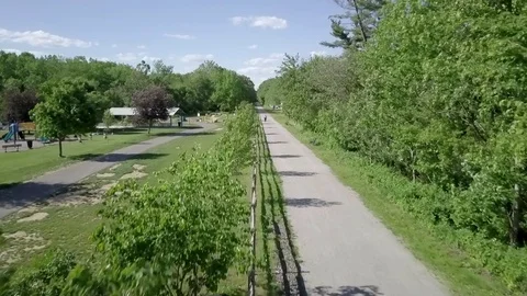 DRONE Over Walking Trail Stock Footage 76806993
