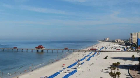 Drone over white sand beach Stock Footage 101183259