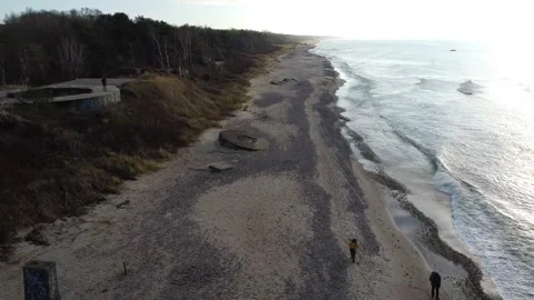 Drone Over Windy Baltic Waters Approaching Old War Fortress Stock Footage 330231927