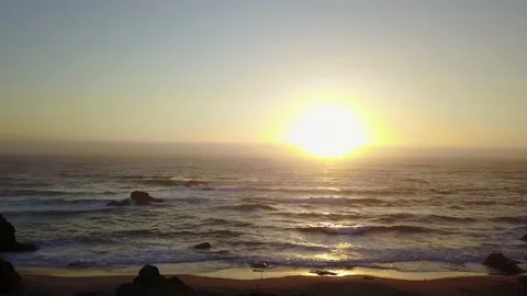 Drone Over Windy California Beach At Sunset Stockbeeldmateriaal 166319596