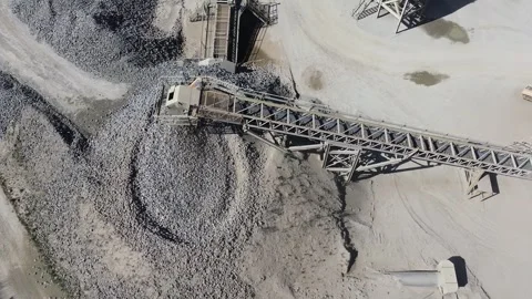 Drone Overhead of Aggregate Conveyor Stock Footage 332722231