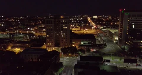 Drone overhead Baltimore, MD at night Stock Footage 304370476