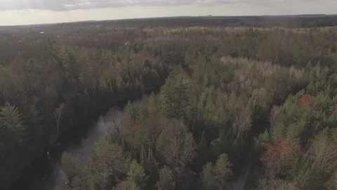  Drone Overhead River Stock Footage 92420283