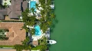 Drone Overhead Shot Waterfront Mansions Miami Stock Footage