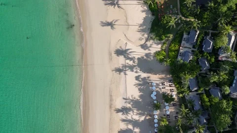 Drone overhead view of a beach in Thailand Stock Footage 309541929