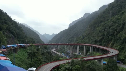 Drone overpass view (kelok sembilan, minangkabau) Stock Footage 237271805