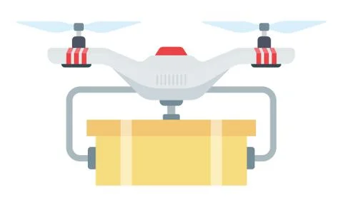 Drone package delivery vector icon flat isolated Stock Illustration
