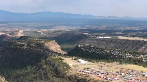 Drone Pan of a Remote Mesa Plateau and Deep Canyon Forest in Los Alamos Stock Footage 333199738