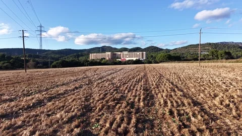 Drone Pan Right to Left of Parc Audiovisual de Cataluña, Terrassa, Spain Vidéo 320187426