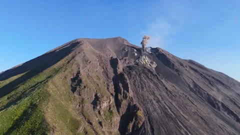 Drone Pan Right Over Active Sicilian Volcano With Fumaroles Video stock 332683338