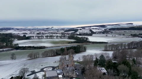 Drone Pan round to rear of Cornhill Castle Biggar Scotland Video stock 229983193